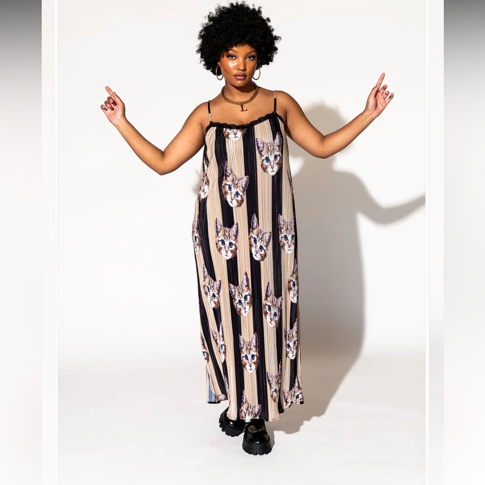Dressed in LaLa Money Honey plisse slip dress in Pretty Kitty